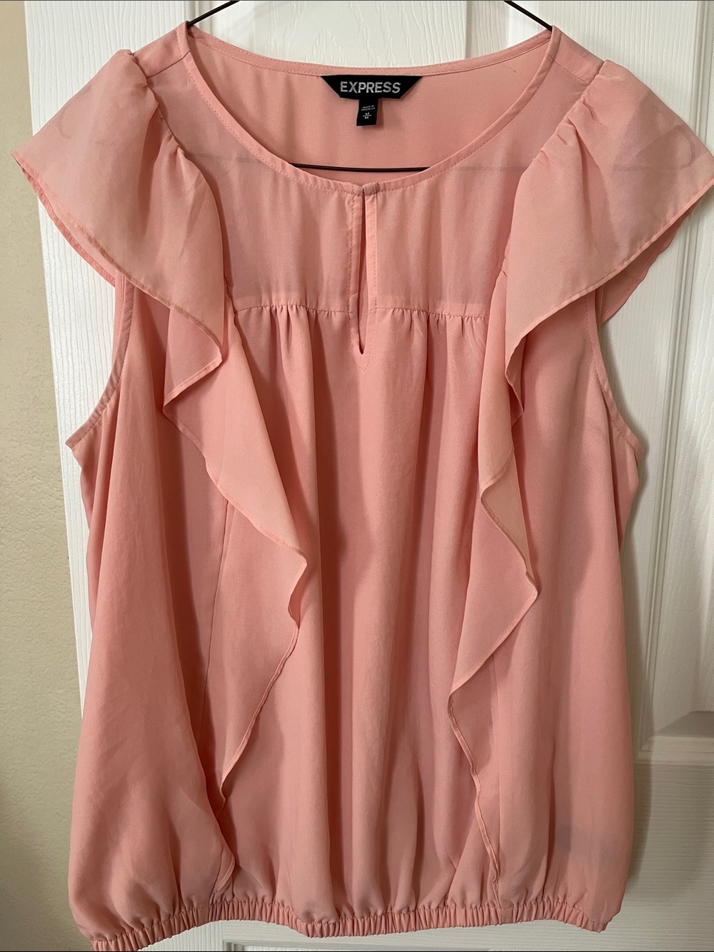 Express Peach Ruffle Sleeveless Top